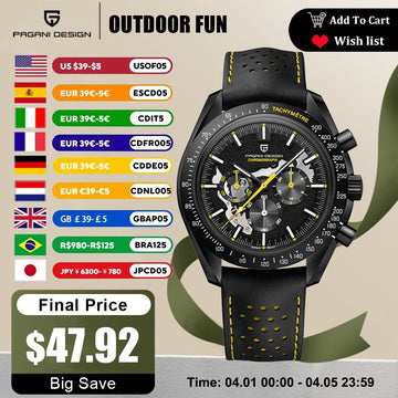 PAGANI DESIGN 1701 Moon Mens Quartz Watches Men Luxury Watch For Men Chronograph AR Sapphire Mirror Waterproof Reloj Hombre 2025