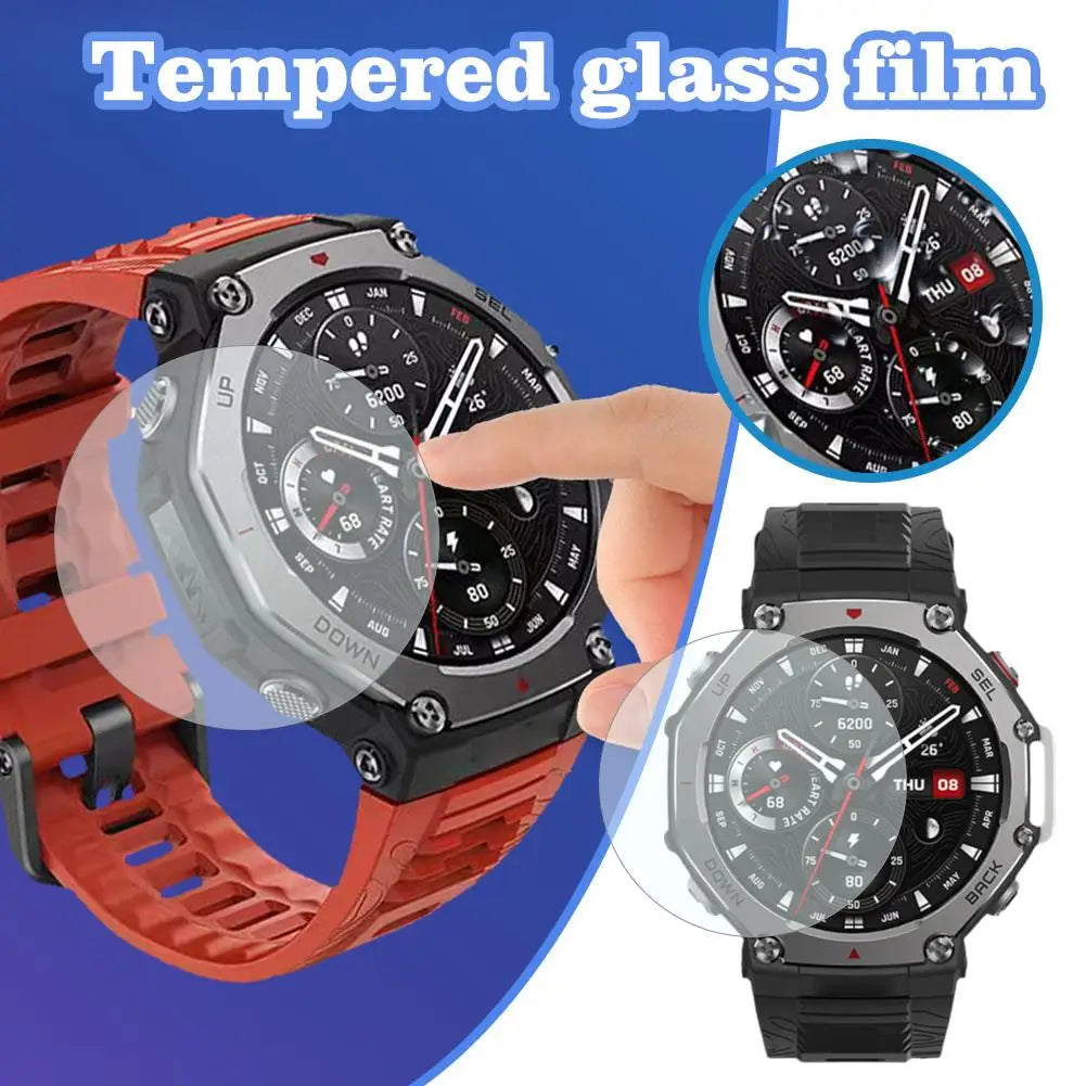 1/2/3Pcs For Amazfit T-rex 3 Tempered Screen Protector 9H High Hardness HD Transparent Clear Protector Smart Watch Accessor G5O2